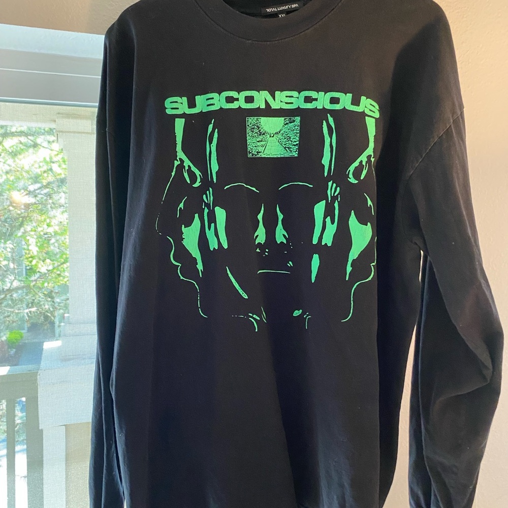 Total Luxury Spa Graphic Black Tee with Neon Green Print